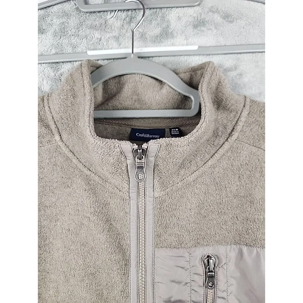 Croft & Barrow Arctic Fleece‎ Jacket Mens Size 3XB Brown Full Zip Chest Pocket - Picture 2 of 12